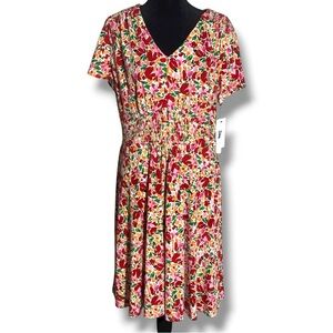 Maggy London New With Tags Multicolor Floral Knee Length Short Sleeve Dress